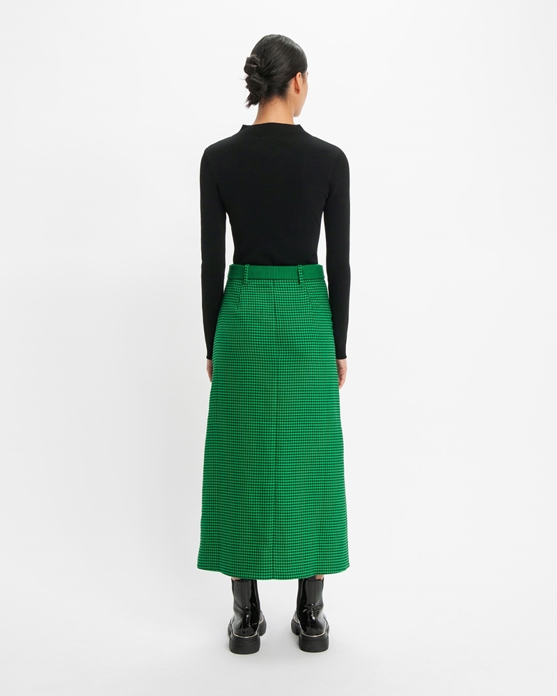 Skirts  | Houndstooth Maxi Skirt | 374 Vivid Green