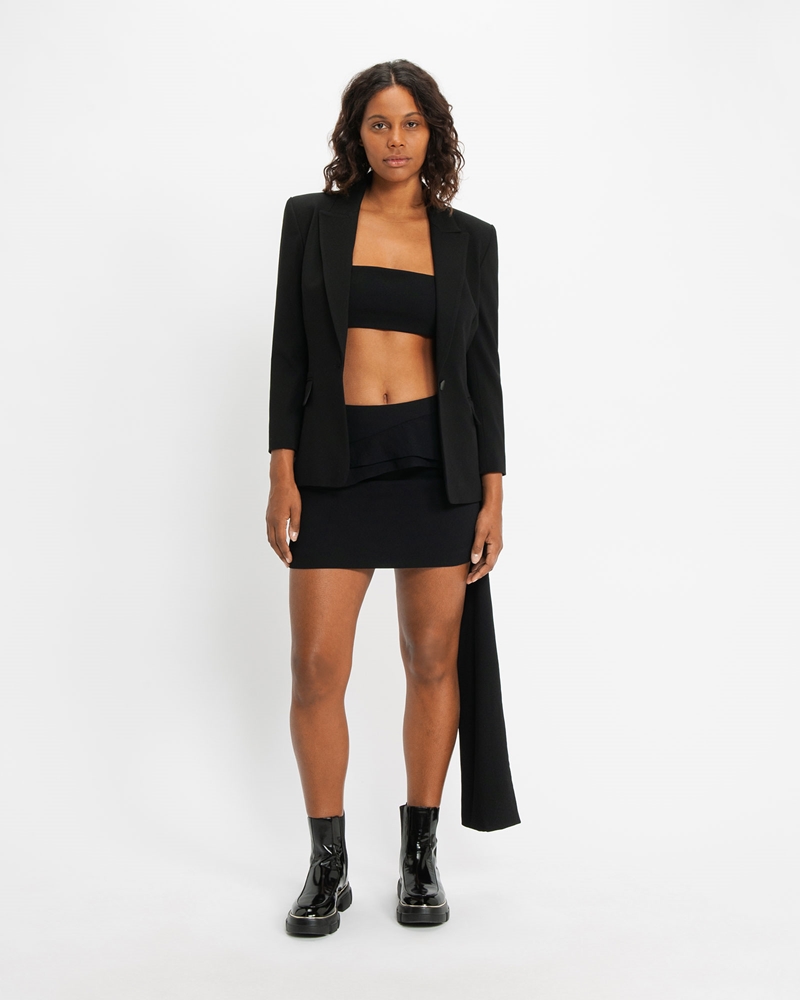 Sale | Draped Tail Mini Skirt | 990 Black