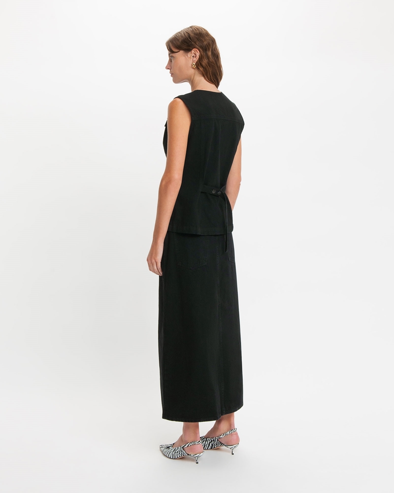 Skirts  | Black Denim Maxi Skirt | 990 Black