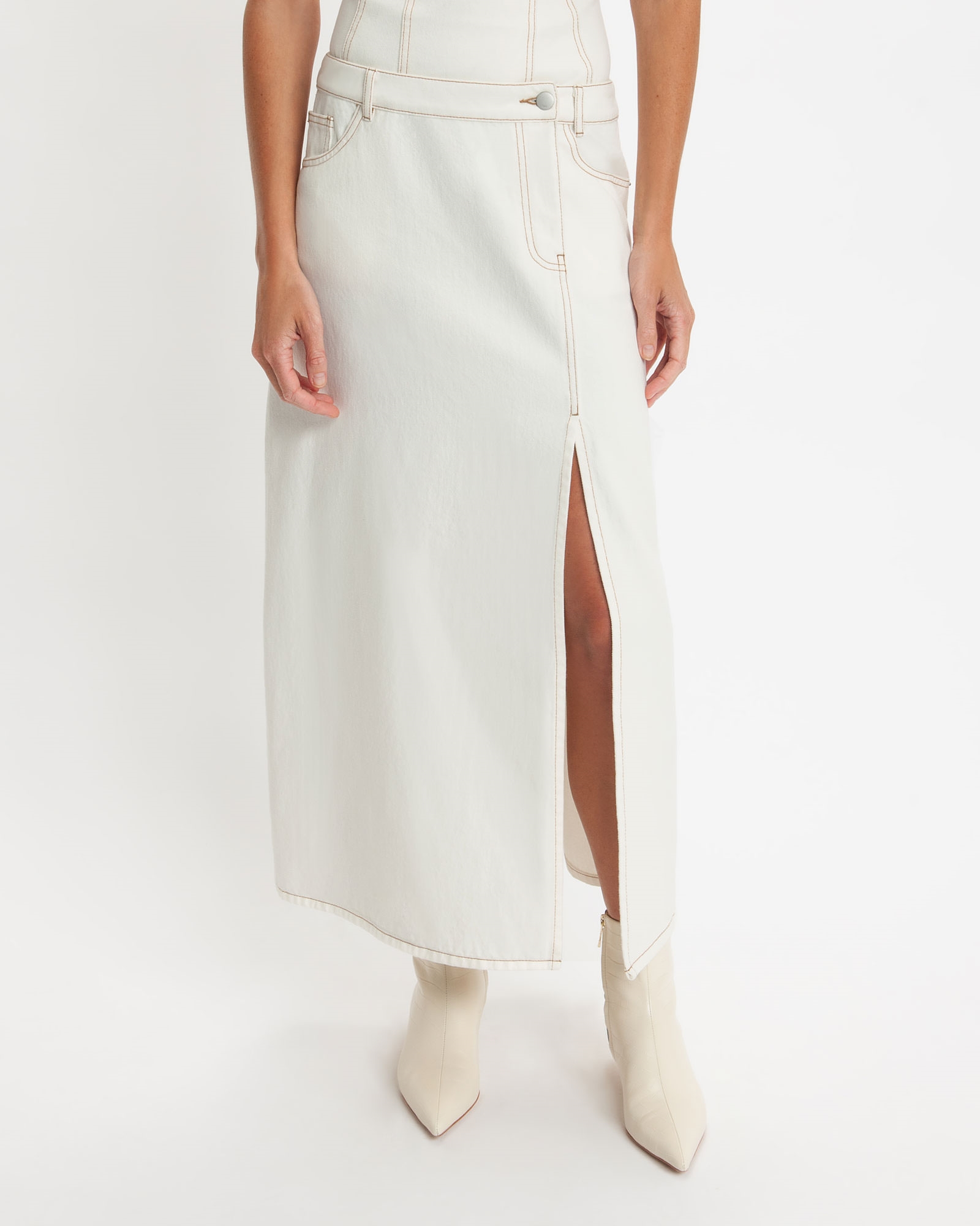 Skirts  | Ecru Denim Maxi Skirt | 103 Ivory