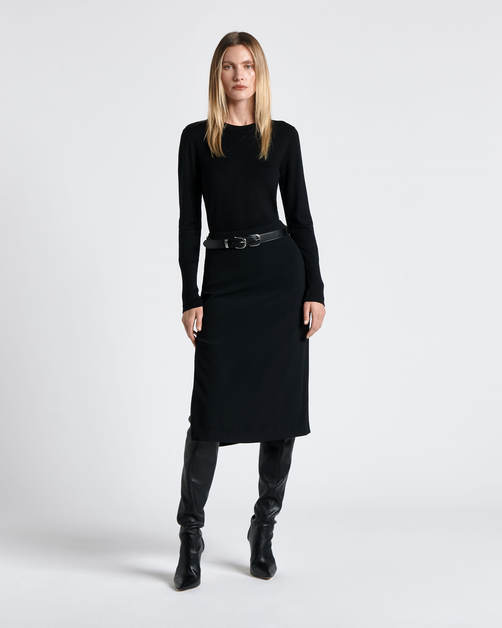 Skirts | Zip Detail Midi Skirt | 990 Black