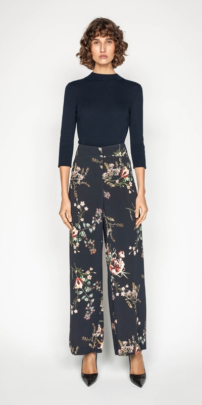 Golden Floral Wide Leg Pant | Buy Pants Online - Cue