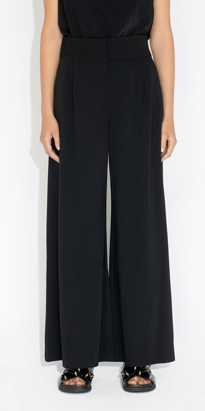 Wear to Work  | Crushed Twill Wide Leg Pant | 990 Black