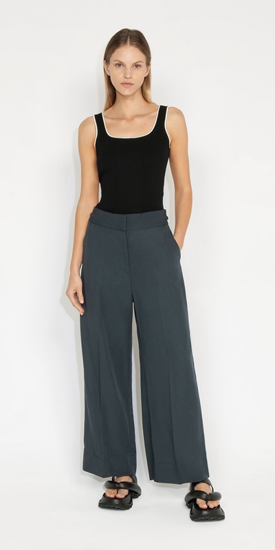 Wear to Work | Modal Buckled Waist Pant | 954 Graphite