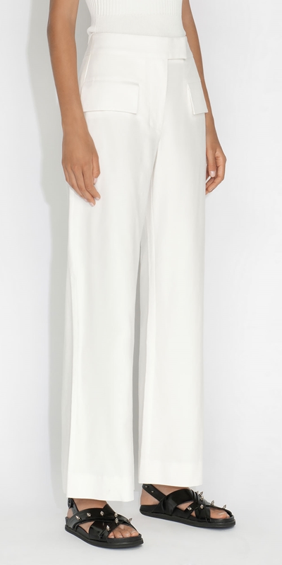 Wear to Work  | Waisted Wide Leg Pant | 110 Off White