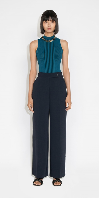 Sale | Waisted Wide Leg Pant | 780 Ink