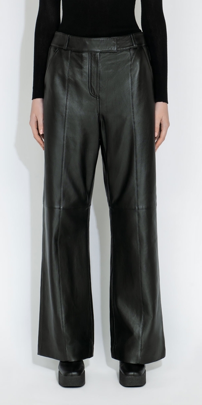 Sale  | Leather Wide Leg Pant | 990 Black