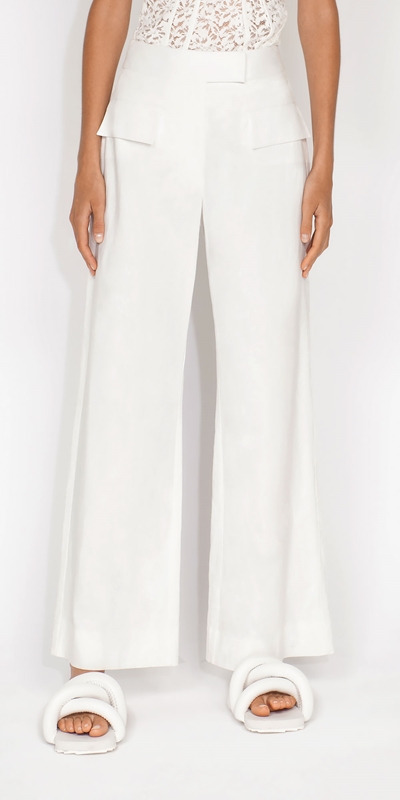 Pants  | Cotton Linen Wide Leg Pant | 110 Off White
