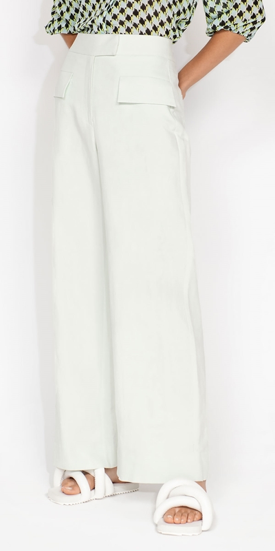 Pants  | Cotton Linen Wide Leg Pant | 306 Mint
