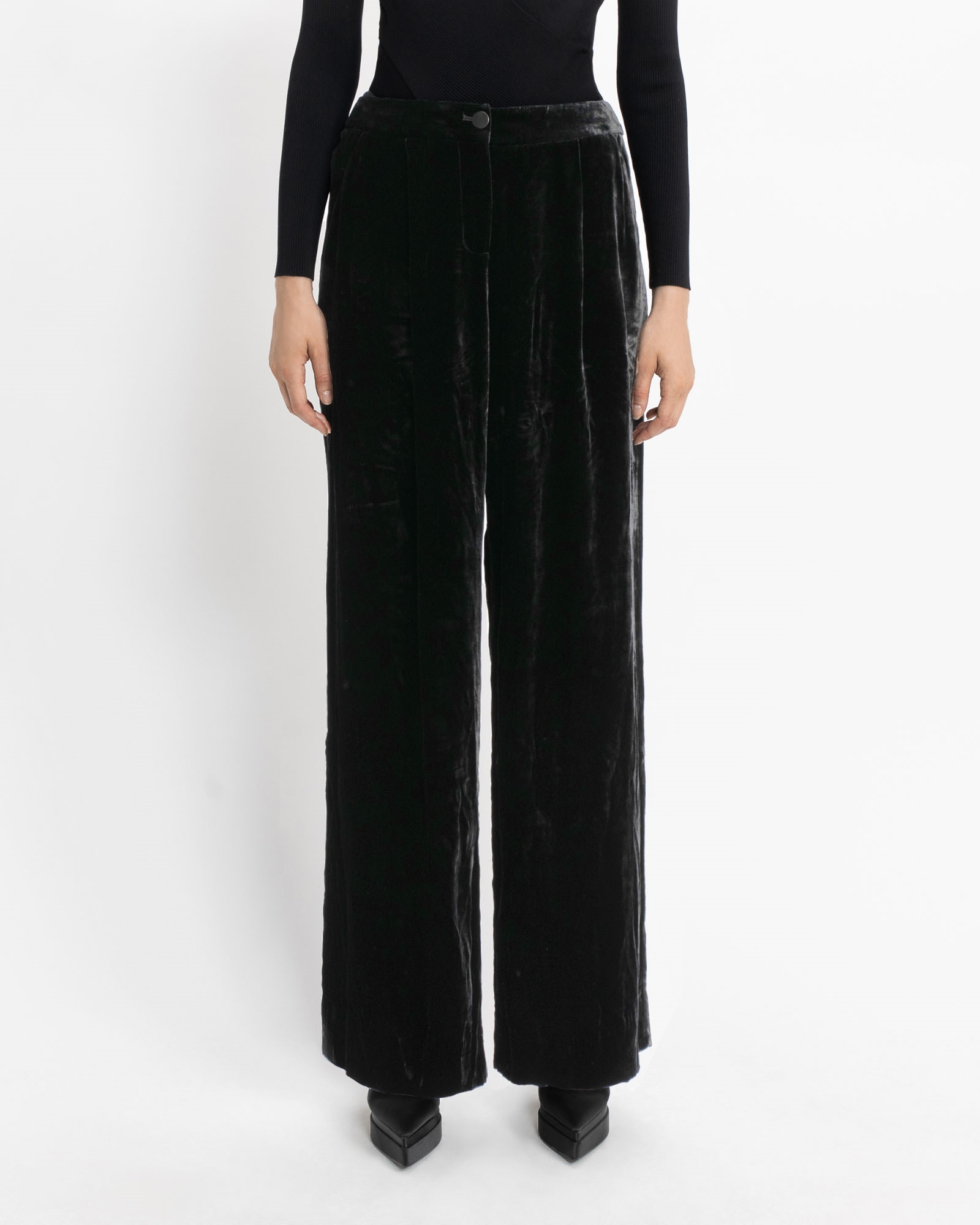 Pants  | Silk Velvet Tuxedo Pant | 990 Black