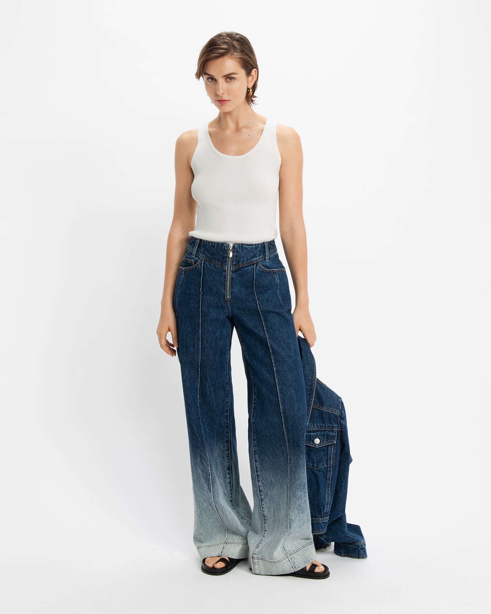 Pants | Zip Front Wide Leg Jeans | 776 Indigo