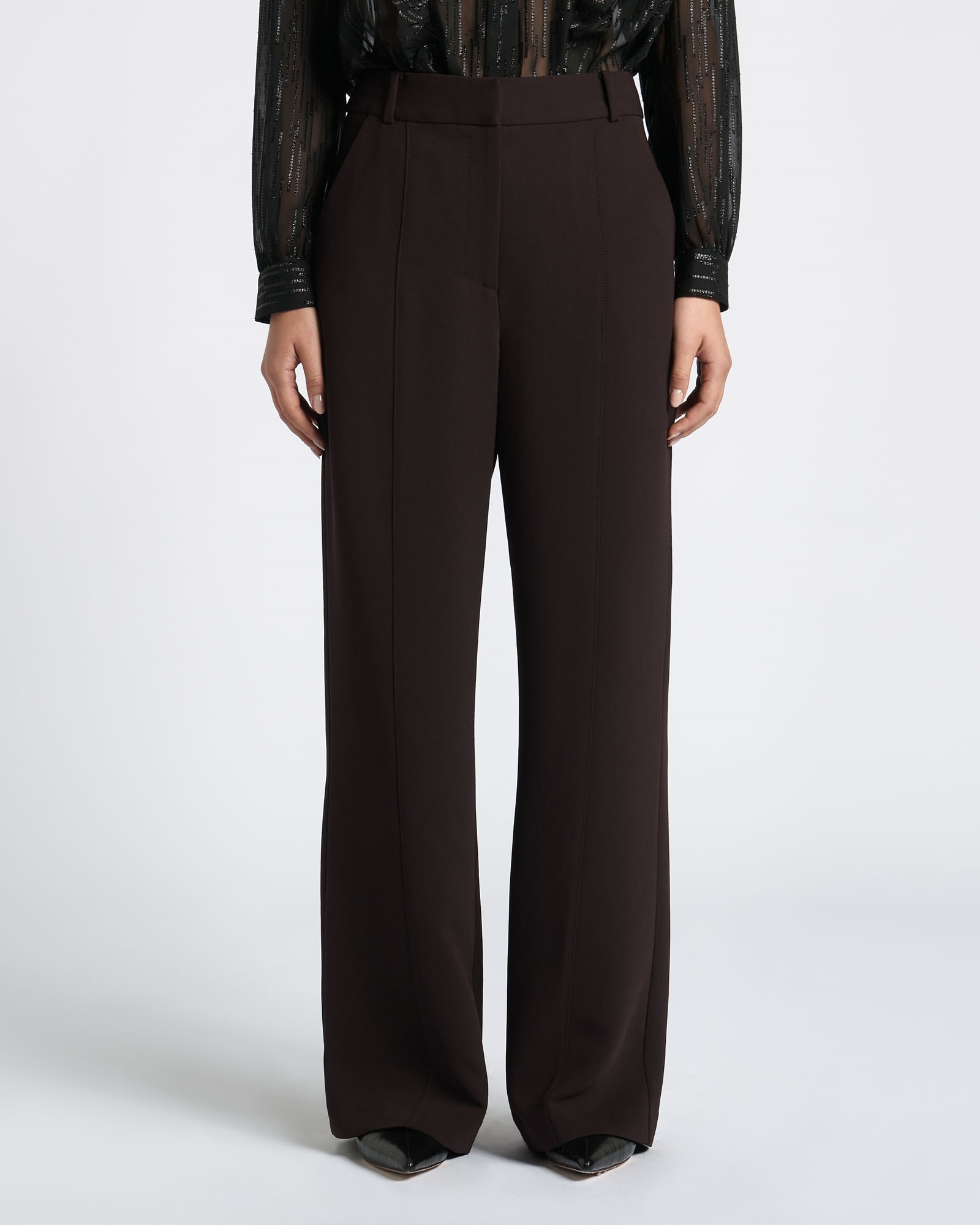 New Arrivals  | Pinstitched Tailored Pant | 696 Black Cherry