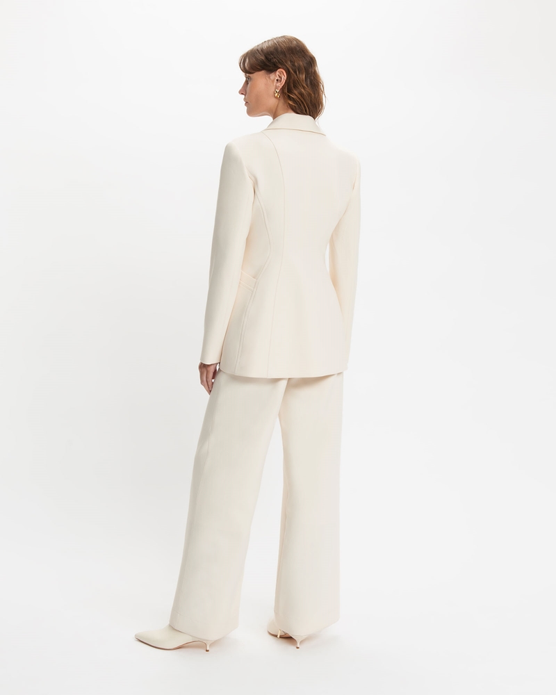 Sale  | Winter White Pinstitch Tailored Pant | 101 Winter White