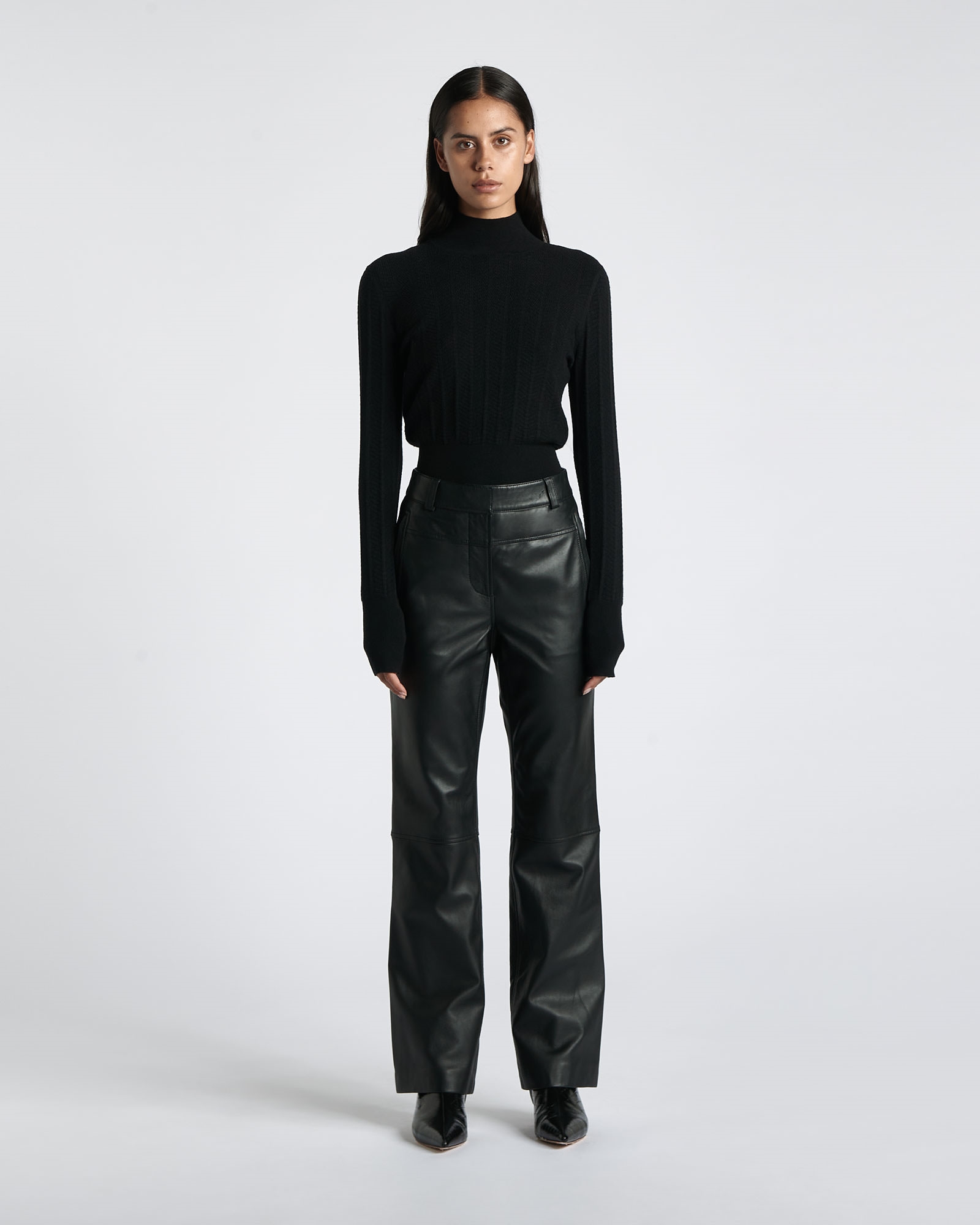 Leather | Boot Leg Leather Pant | 990 Black