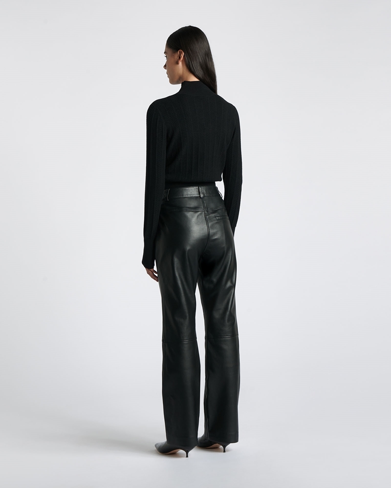 Leather  | Boot Leg Leather Pant | 990 Black