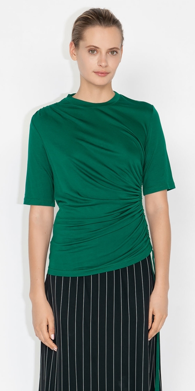 Sale  | Gathered Lyocell Top | 328 Vibrant Green