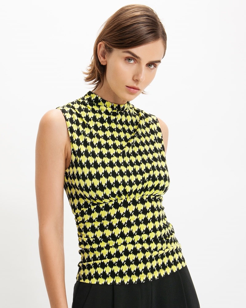 Sale  | Houndstooth Double Jersey Top | 375 Ultra Lime