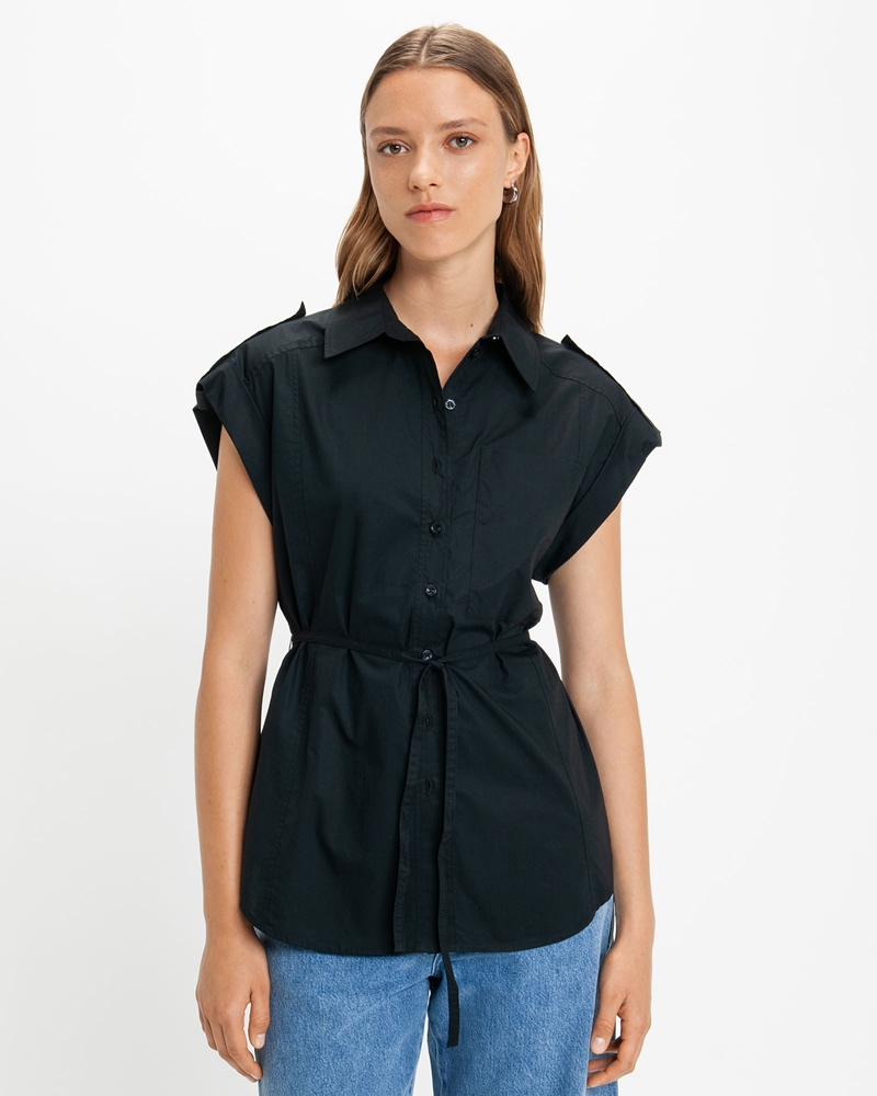Tops and Shirts | Oversized Cotton Shirt | 990 Black