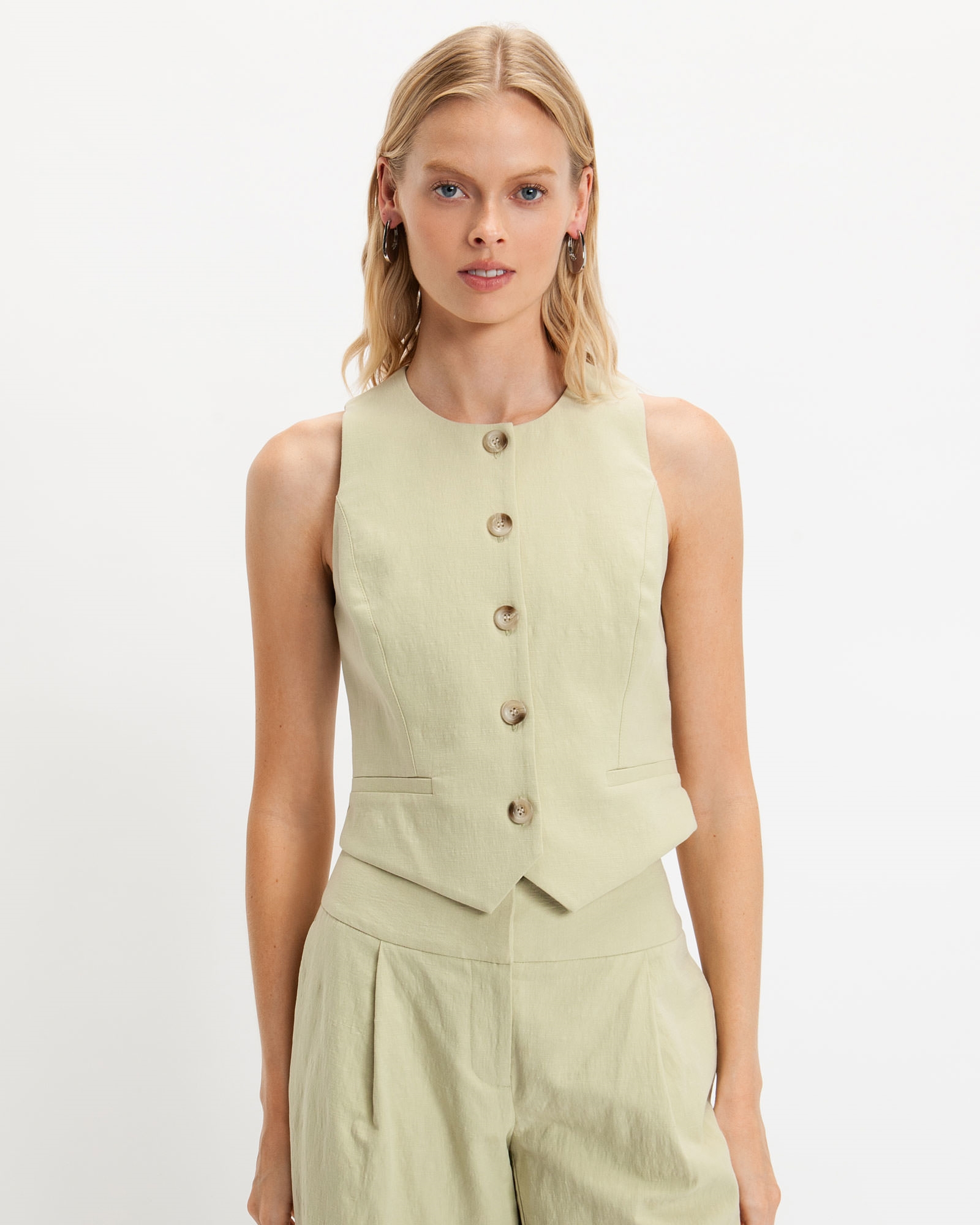 Sale  | Cotton Linen Waistcoat | 300 Sage