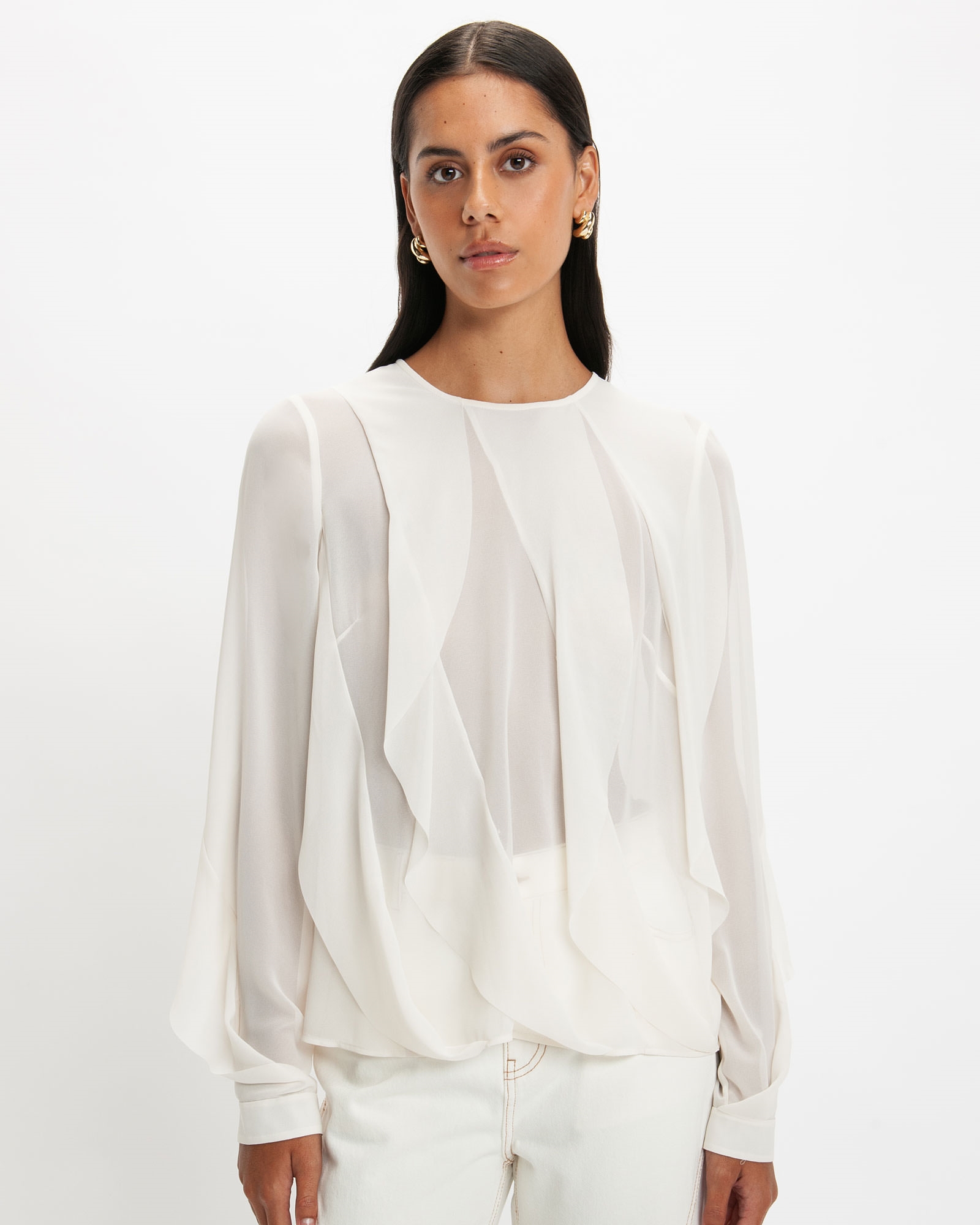 Tops and Shirts  | Drape Detail Top | 103 Ivory