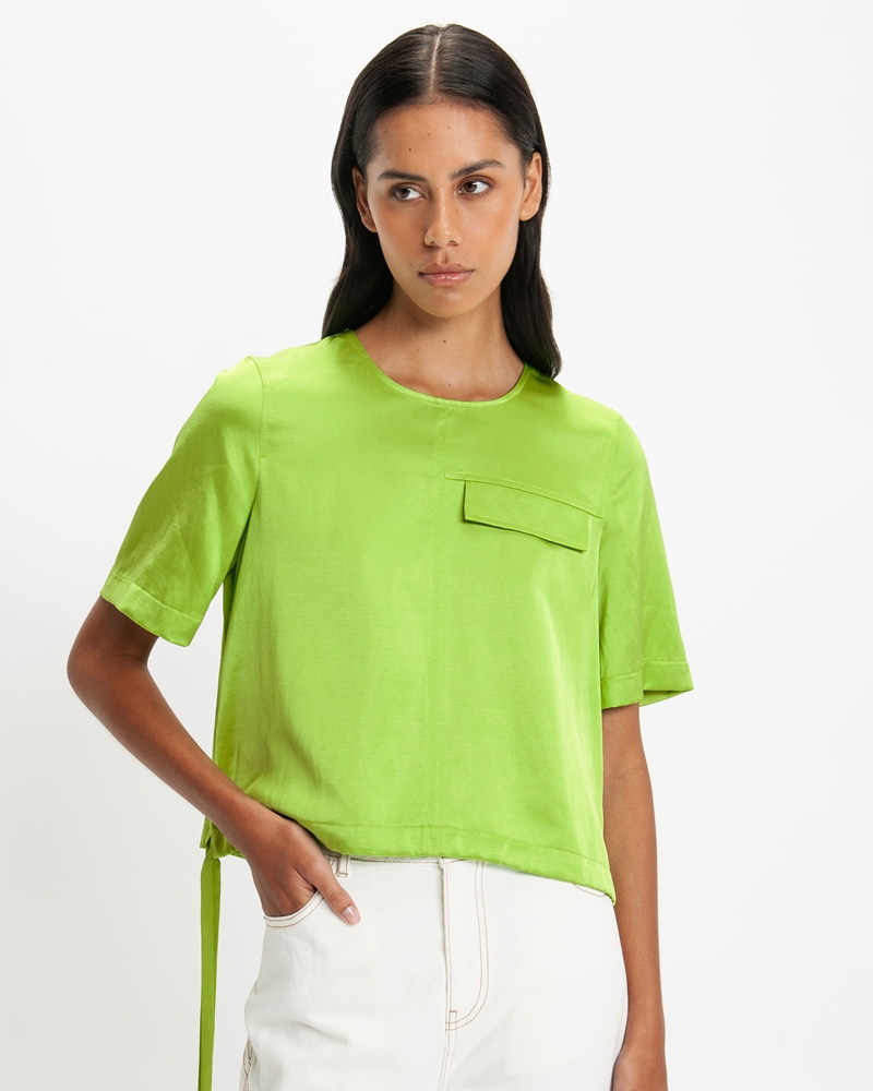Tops and Shirts | Satin Utility T-Shirt | 320 Chartreuse