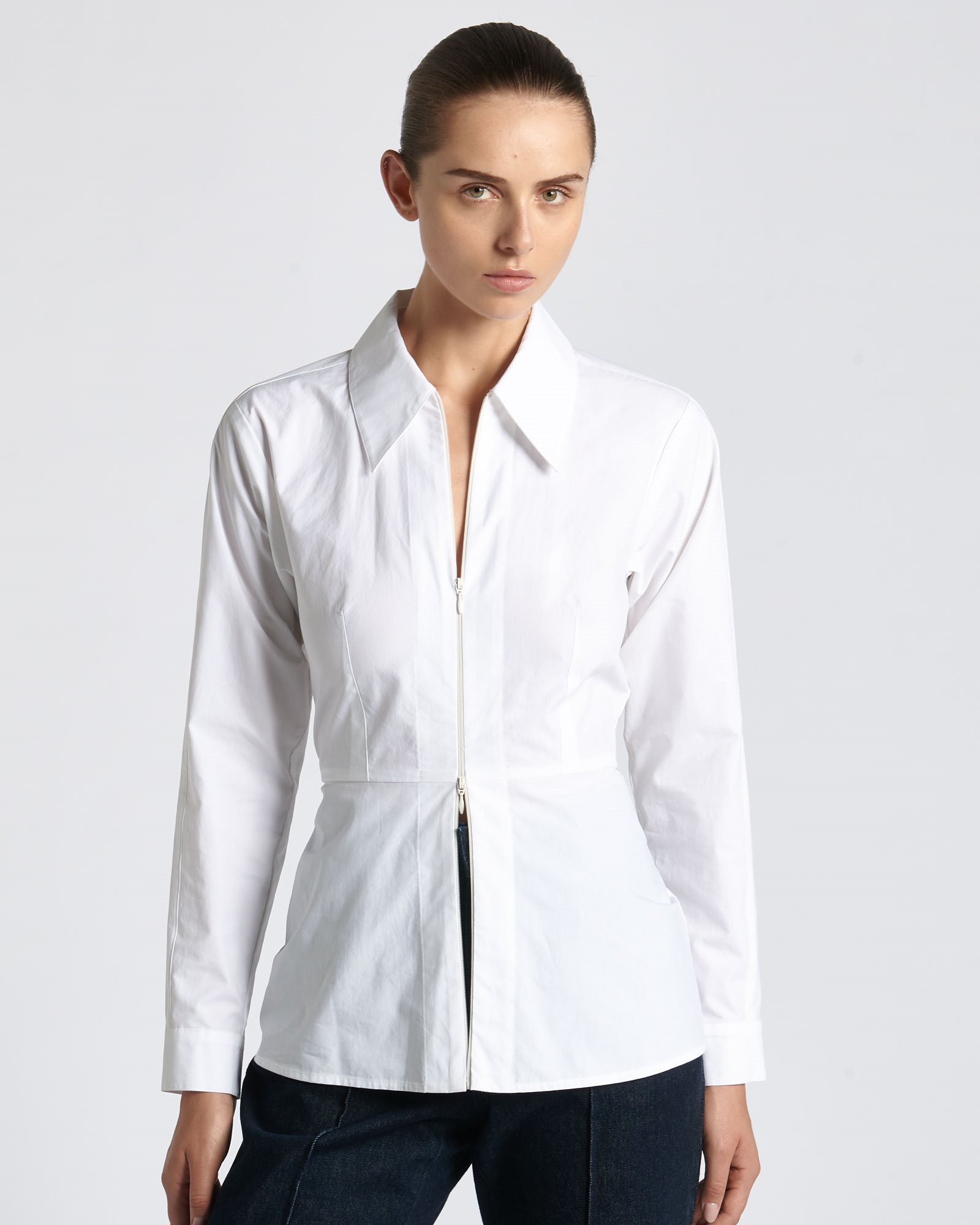 New Arrivals | Tailored Dual End Zip Shirt | 110 Off White