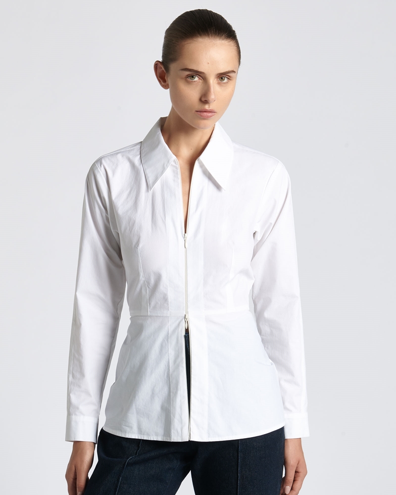 Tops and Shirts  | Tailored Dual End Zip Shirt | 110 Off White