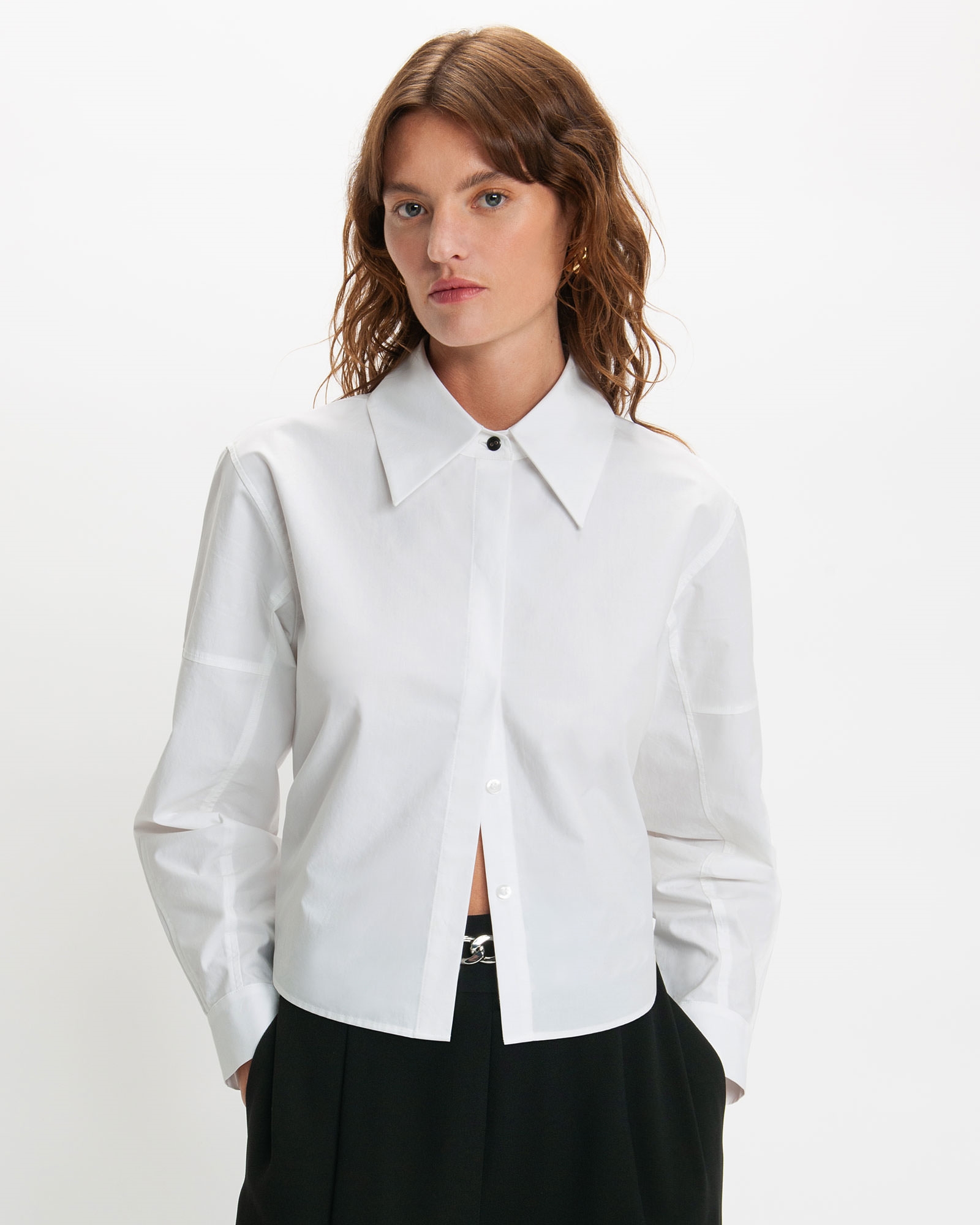 Tops and Shirts  | Cropped Point Collar Shirt | 110 Off White