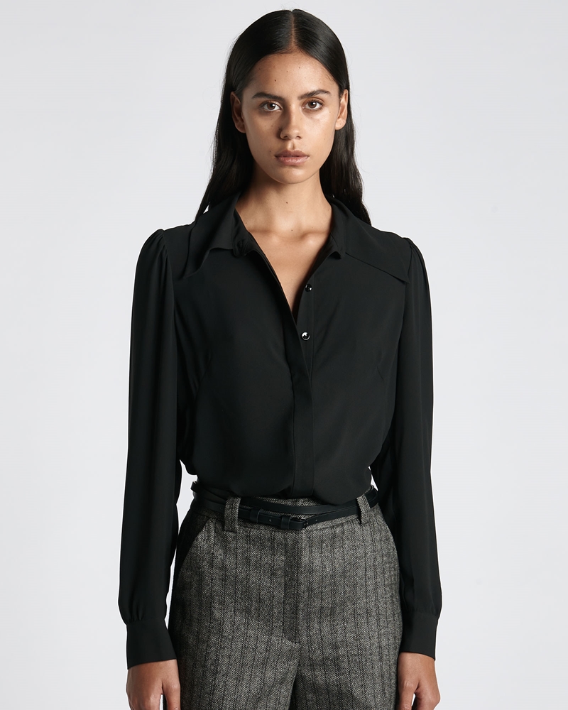 Tops and Shirts | Recycled Georgette Shirt | 990 Black