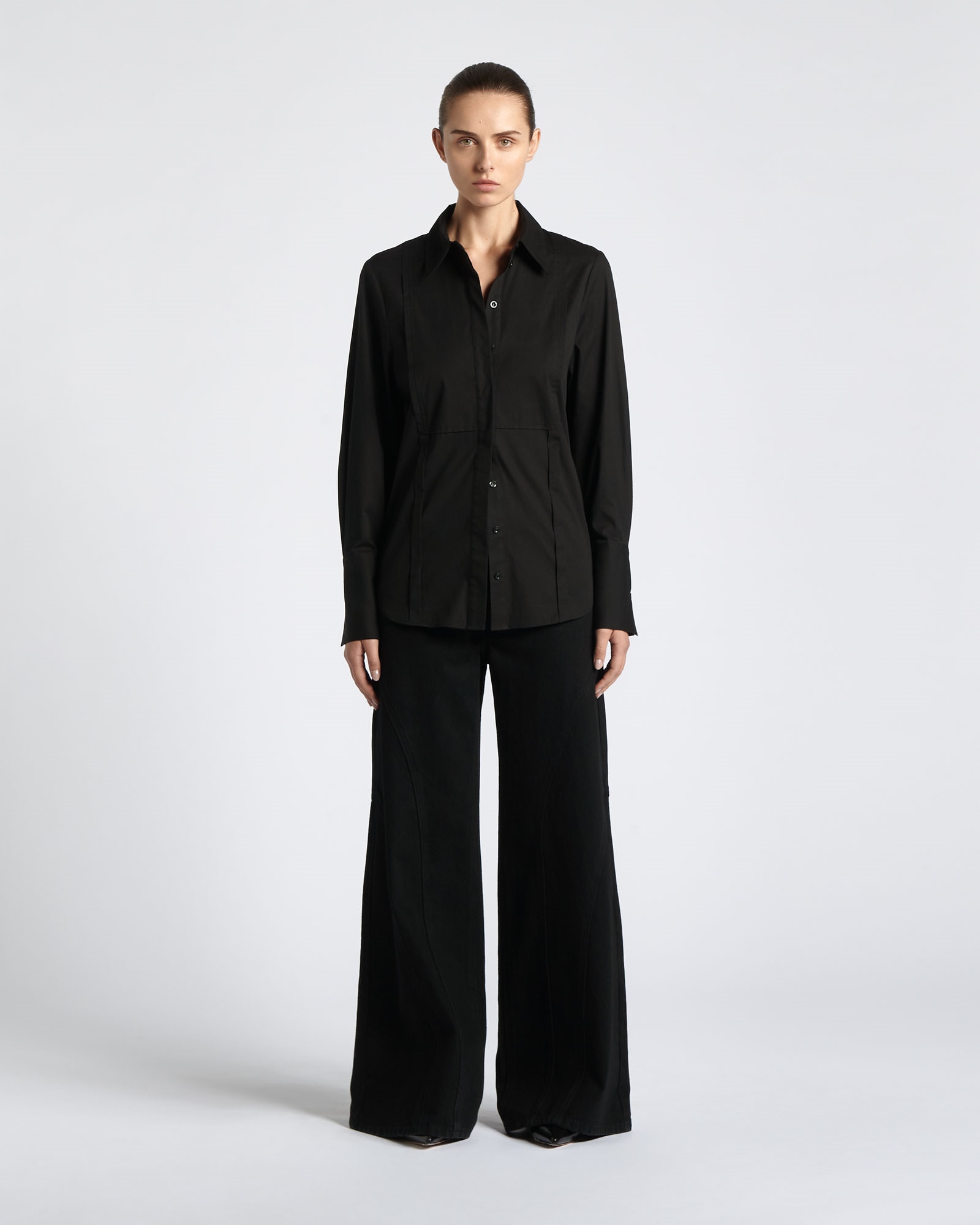 Tops and Shirts | Boxpleat Tuxedo Shirt | 990 Black
