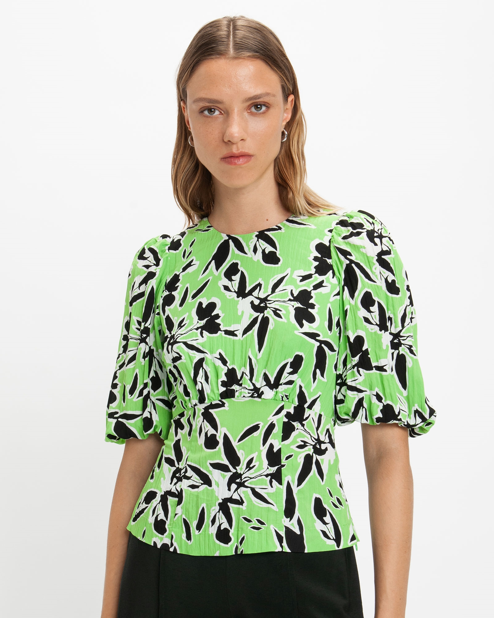 Tops and Shirts  | Artistic Floral Top | 396 Green Grass