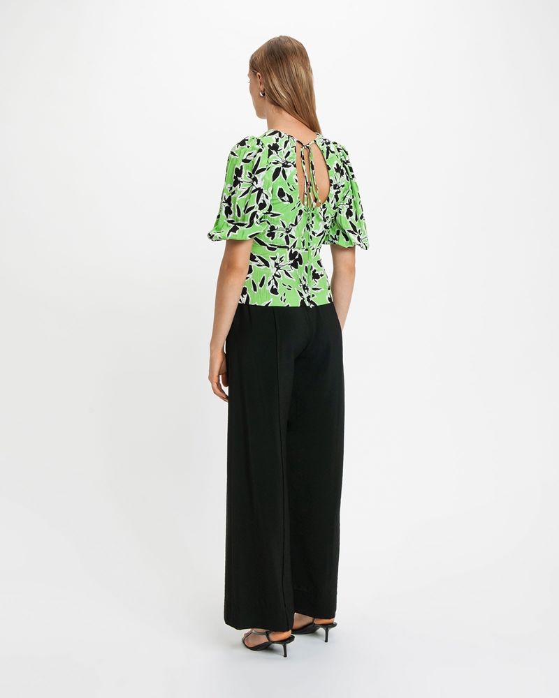 Tops and Shirts  | Artistic Floral Top | 396 Green Grass