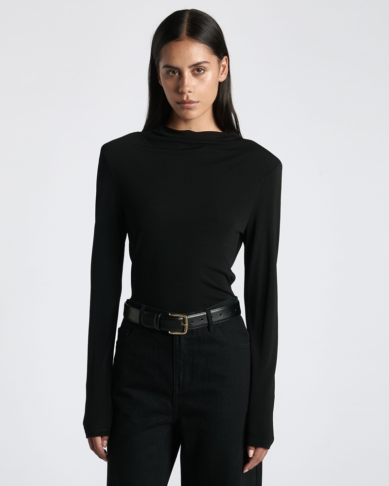 Tops and Shirts | Shoulder Pad Jersey Top | 990 Black
