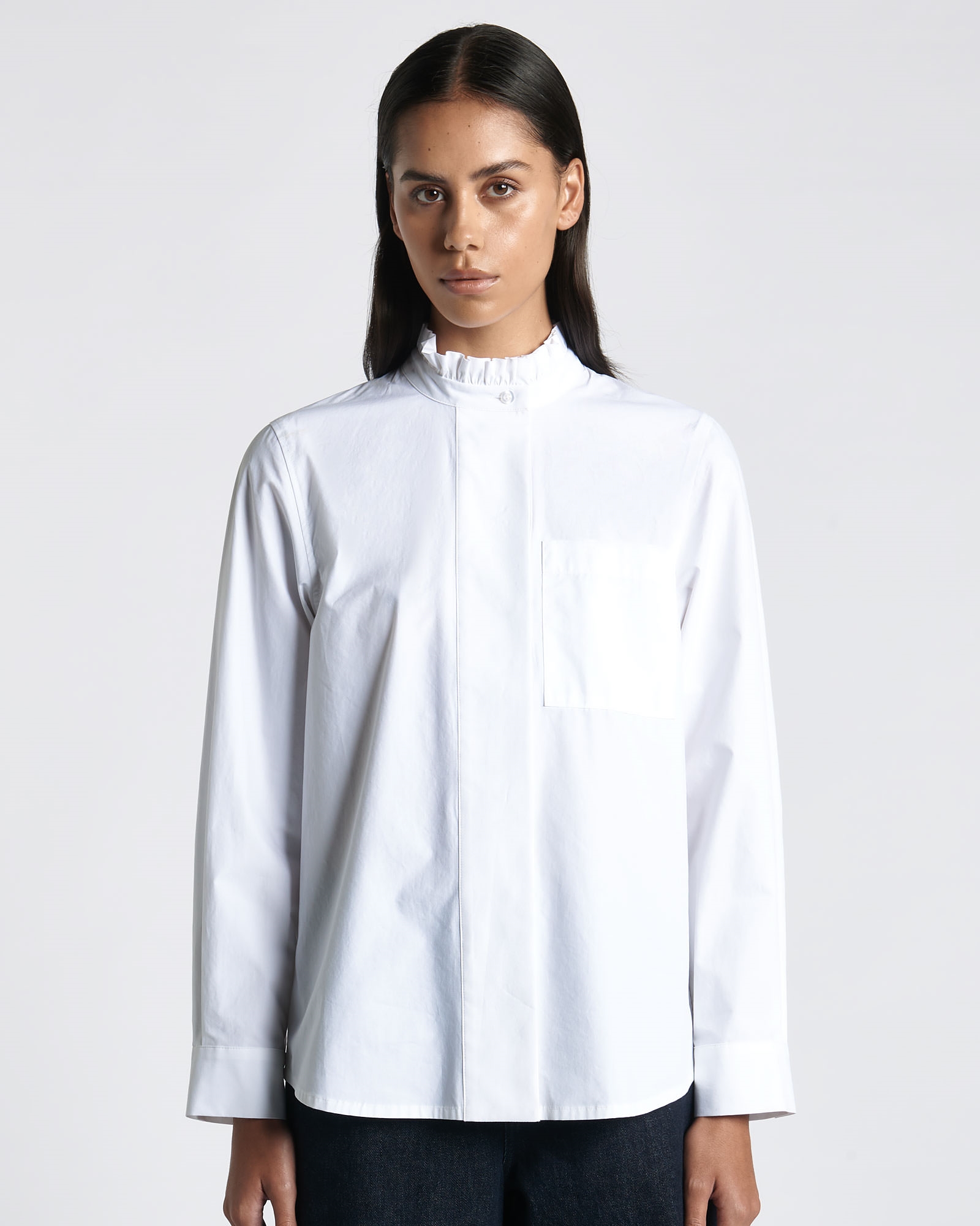 Tops and Shirts  | Ruffle Collar Shirt | 110 Off White