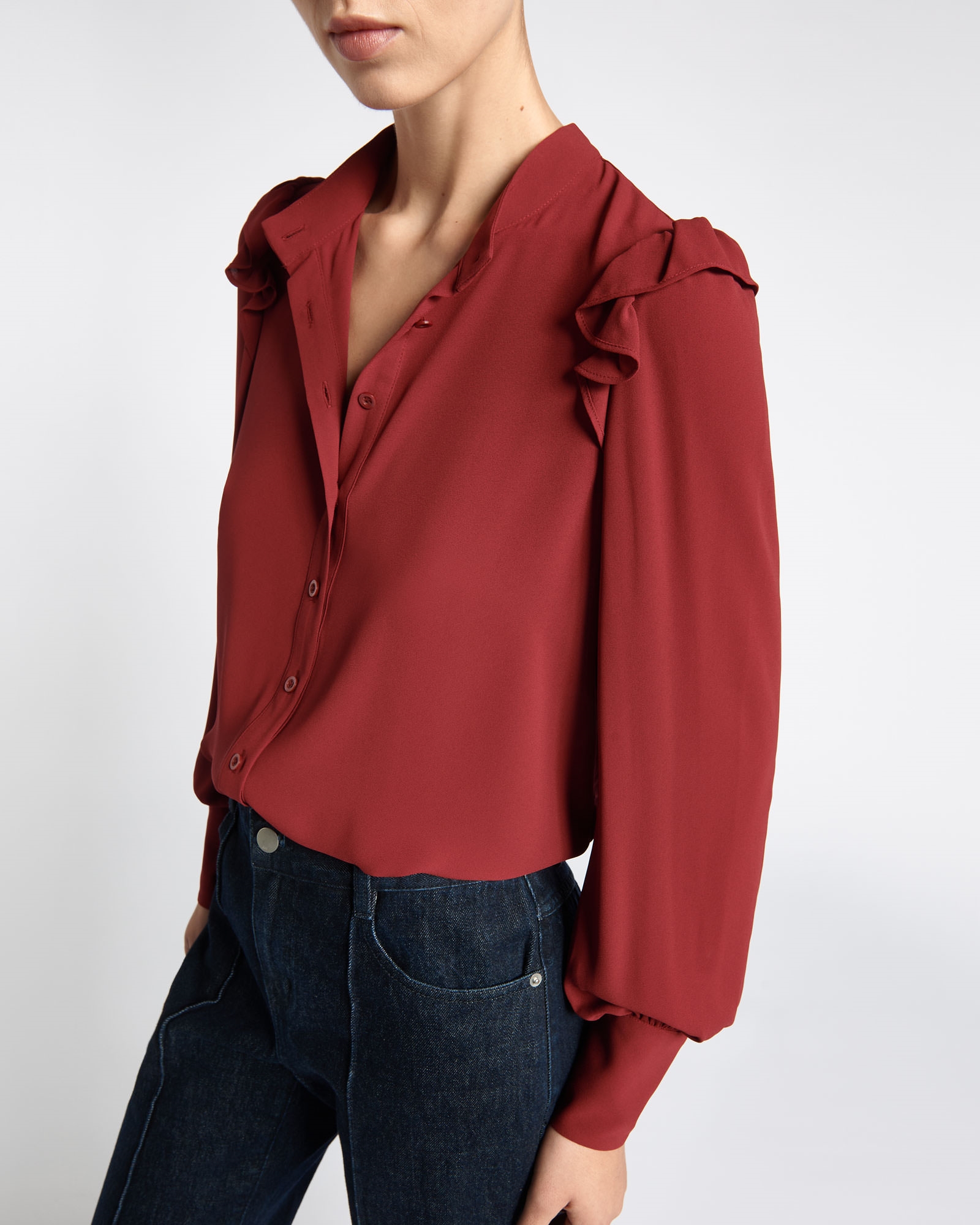 Tops and Shirts  | Garnet Recycled Georgette Blouse | 635 Garnet