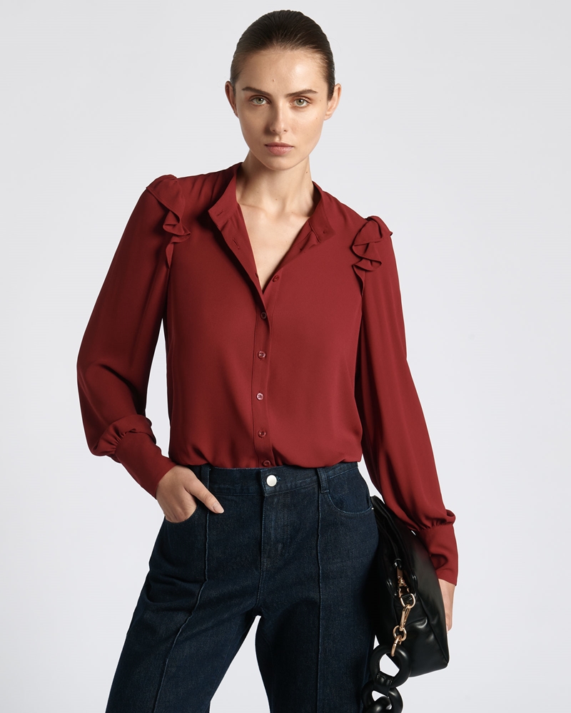 Tops and Shirts  | Garnet Recycled Georgette Blouse | 635 Garnet