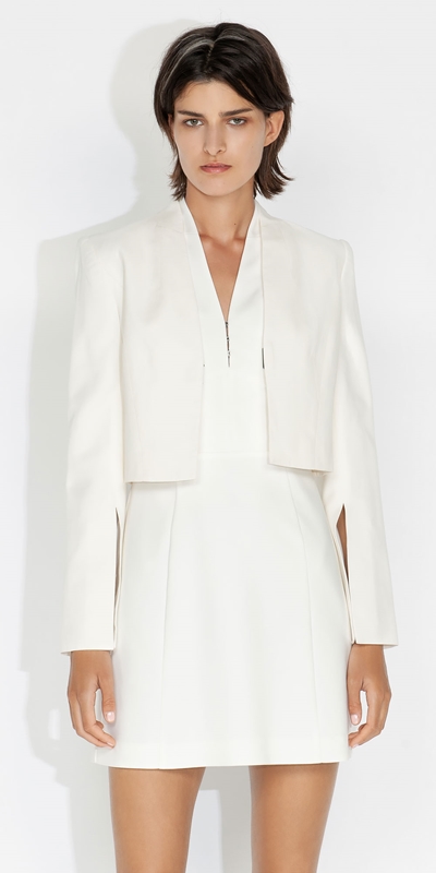 Sale  | Cropped Split Sleeve Jacket | 110 Off White