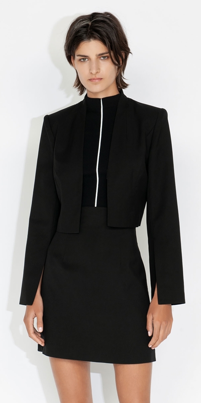 Wear to Work  | Cropped Split Sleeve Jacket | 990 Black