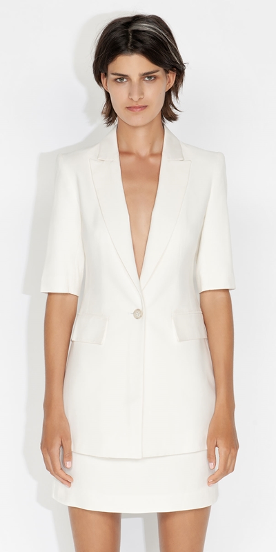 Jackets and Coats  | Short Sleeve Blazer | 110 Off White