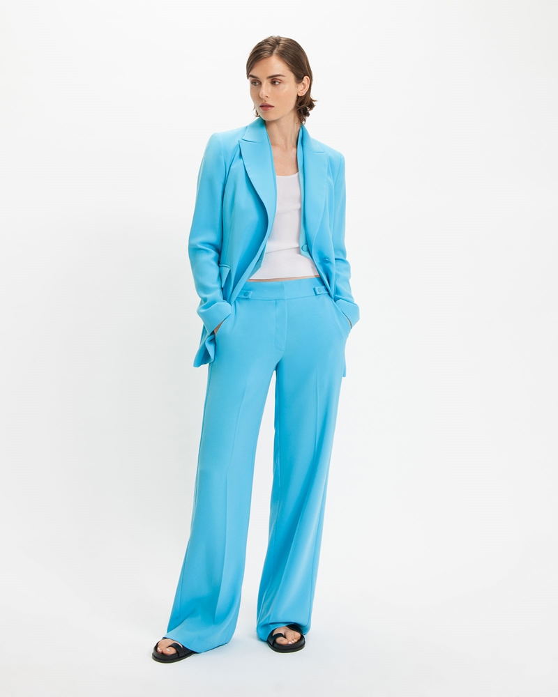 Jackets and Coats | Matte Crepe Tailored Blazer | 720 Aqua