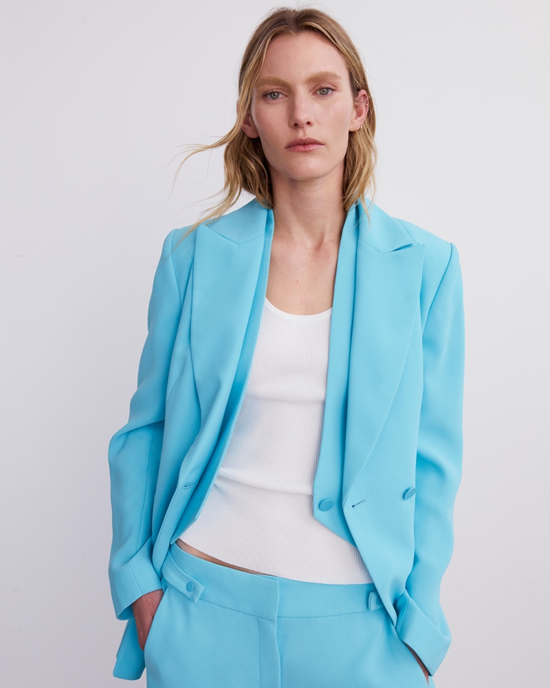 Jackets and Coats  | Matte Crepe Tailored Blazer | 720 Aqua