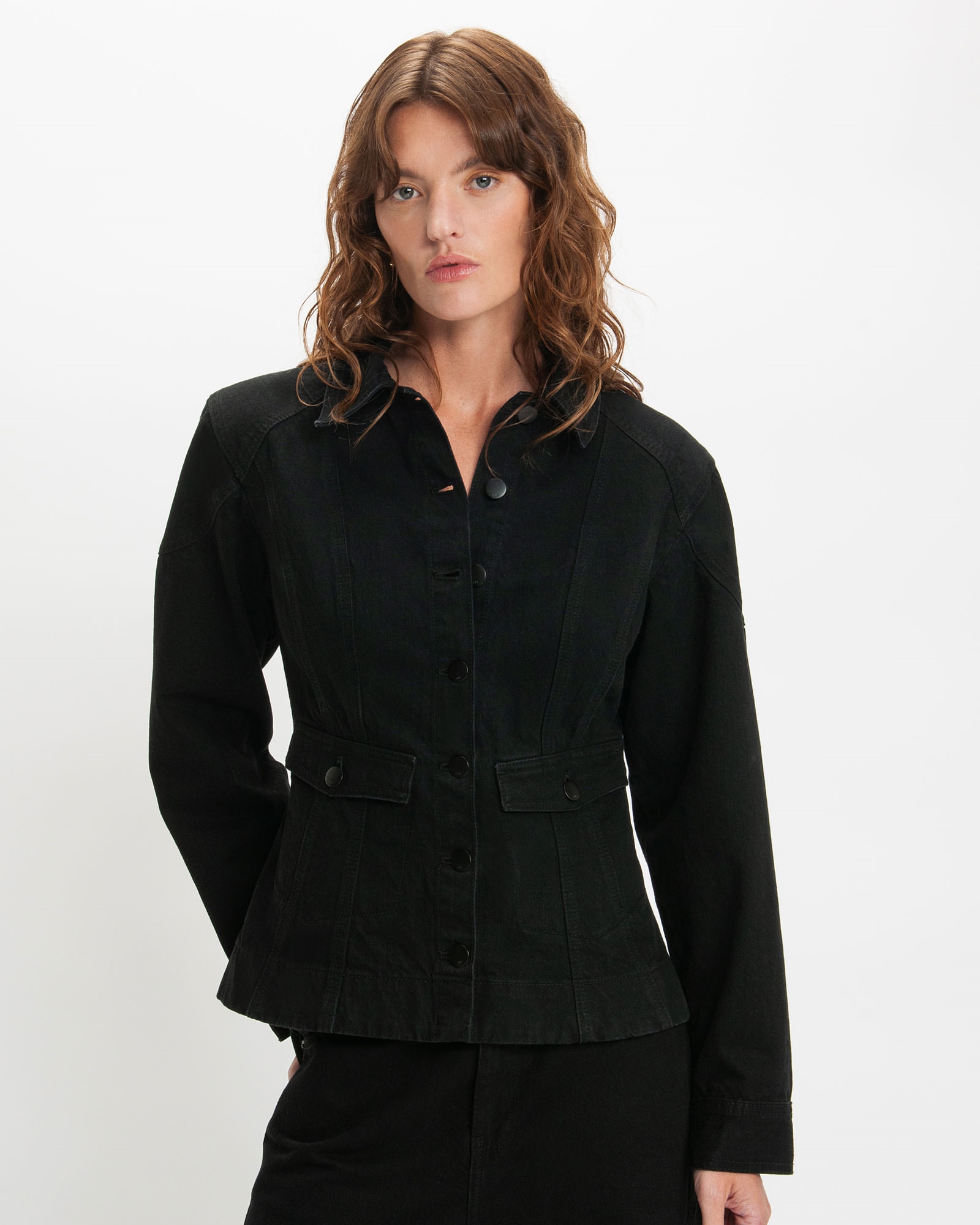 Jackets and Coats  | Black Denim Waisted Panel Jacket | 990 Black