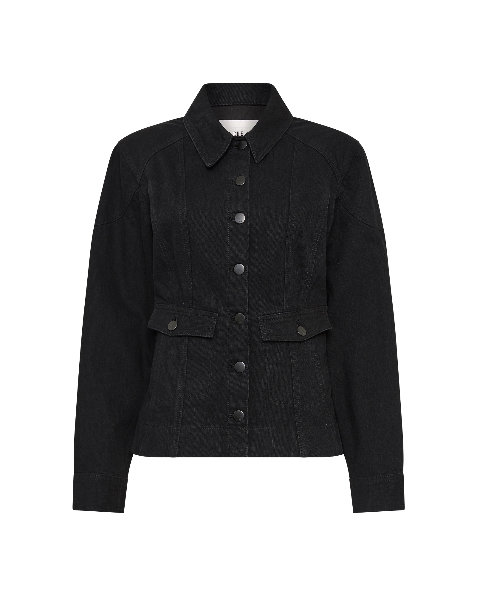 Jackets and Coats | Black Denim Waisted Panel Jacket | 990 Black