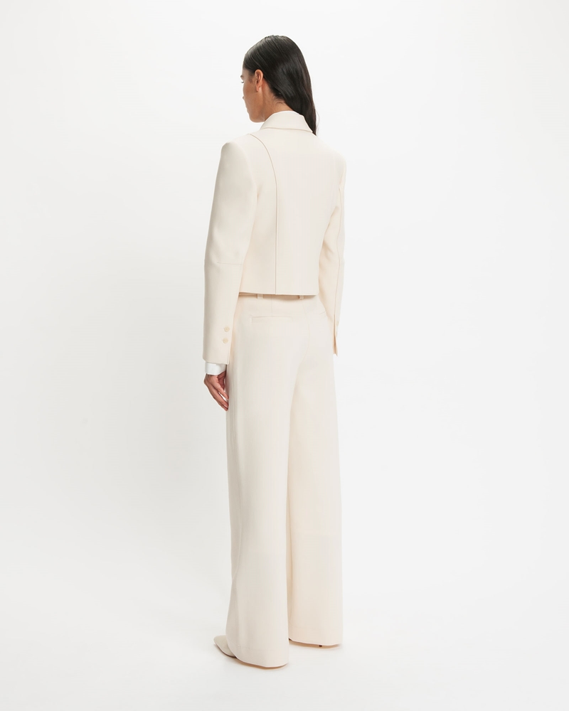 Jackets and Coats  | Topstitched Cropped Jacket | 101 Winter White
