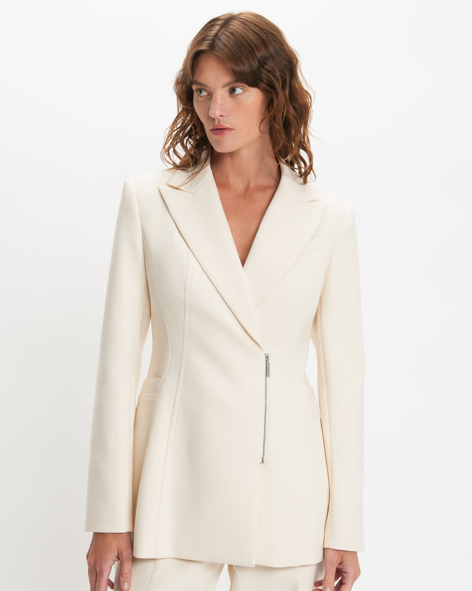 Jackets and Coats  | Winter White Tailored Zip Jacket | 101 Winter White