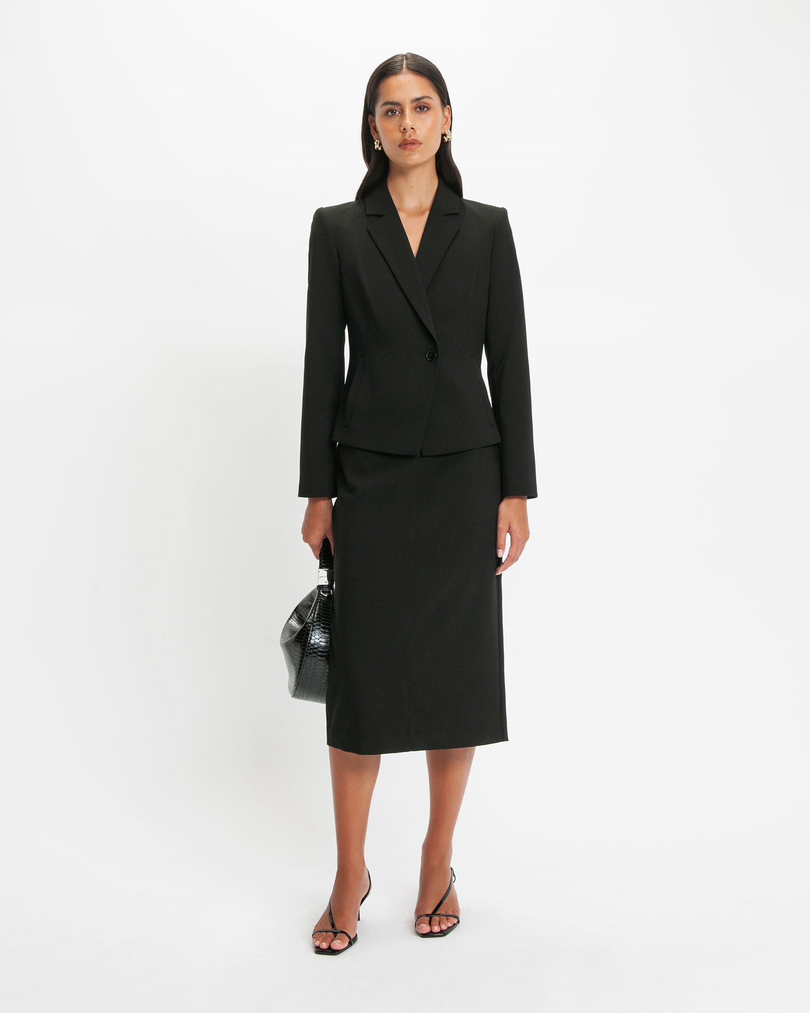 Jackets and Coats | Stretch Suit Cropped Jacket | 990 Black