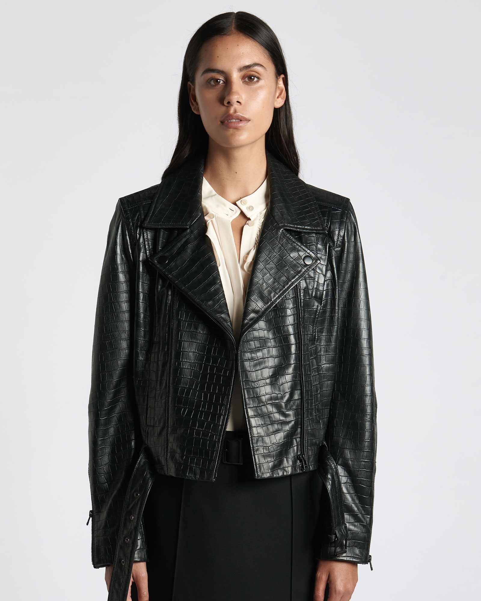 Jackets and Coats | Leather Biker Jacket | 990 Black