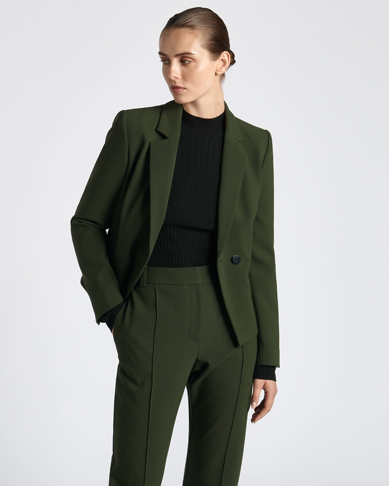 Jackets and Coats  | Double Weave Cropped Jacket | 366 Dark Olive
