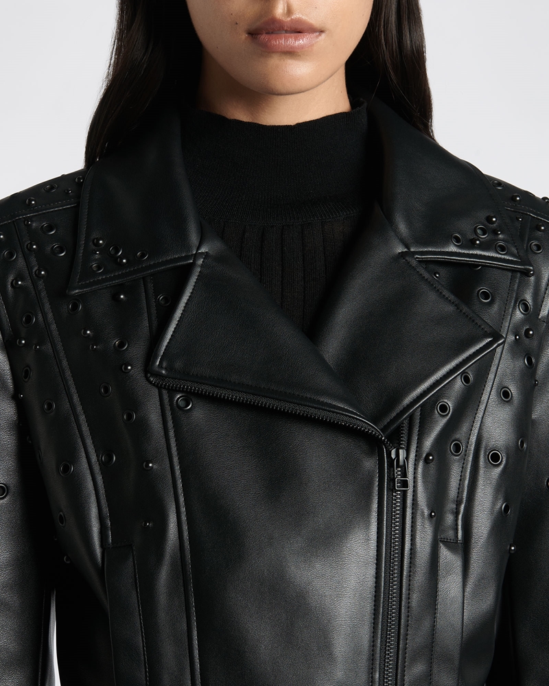 Jackets and Coats  | Embellished Biker Jacket | 990 Black