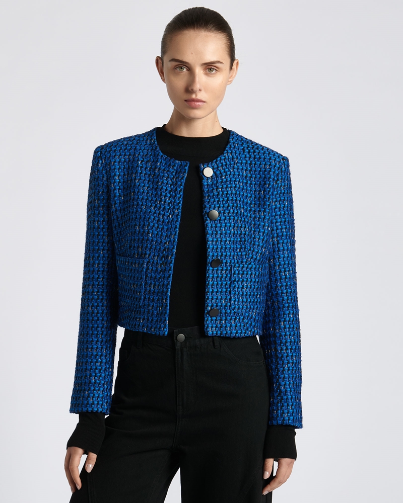 Jackets and Coats  | Tweed Cropped Jacket | 718 Blue Violet